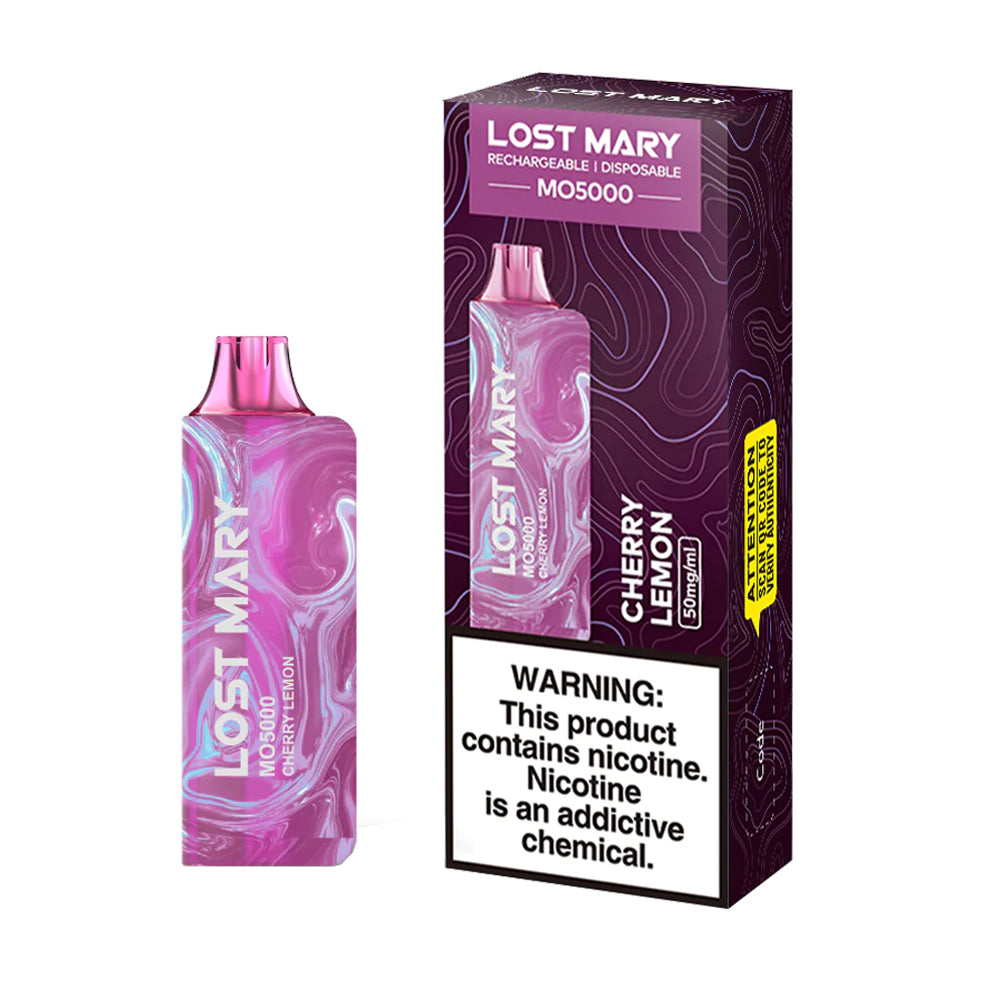 Lost Mary MO5000 Disposable Vapes - Cherry Lemon puffs rechargeable disposable vapes elf bar