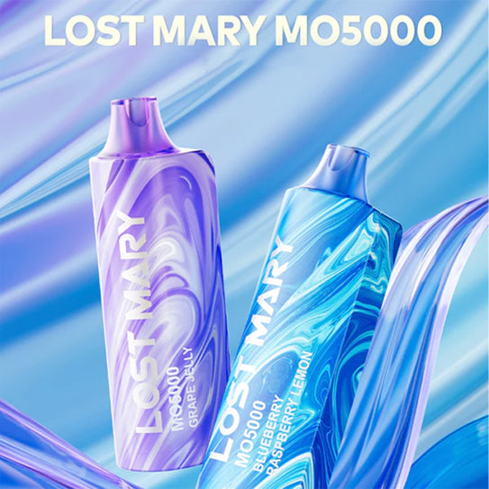 Lost Mary MO5000 disposable vape with 5000 puffs, 13.5ml capacity, rechargeable, and mesh coil for consistent, flavorful vapor production. Sleek and compact design.