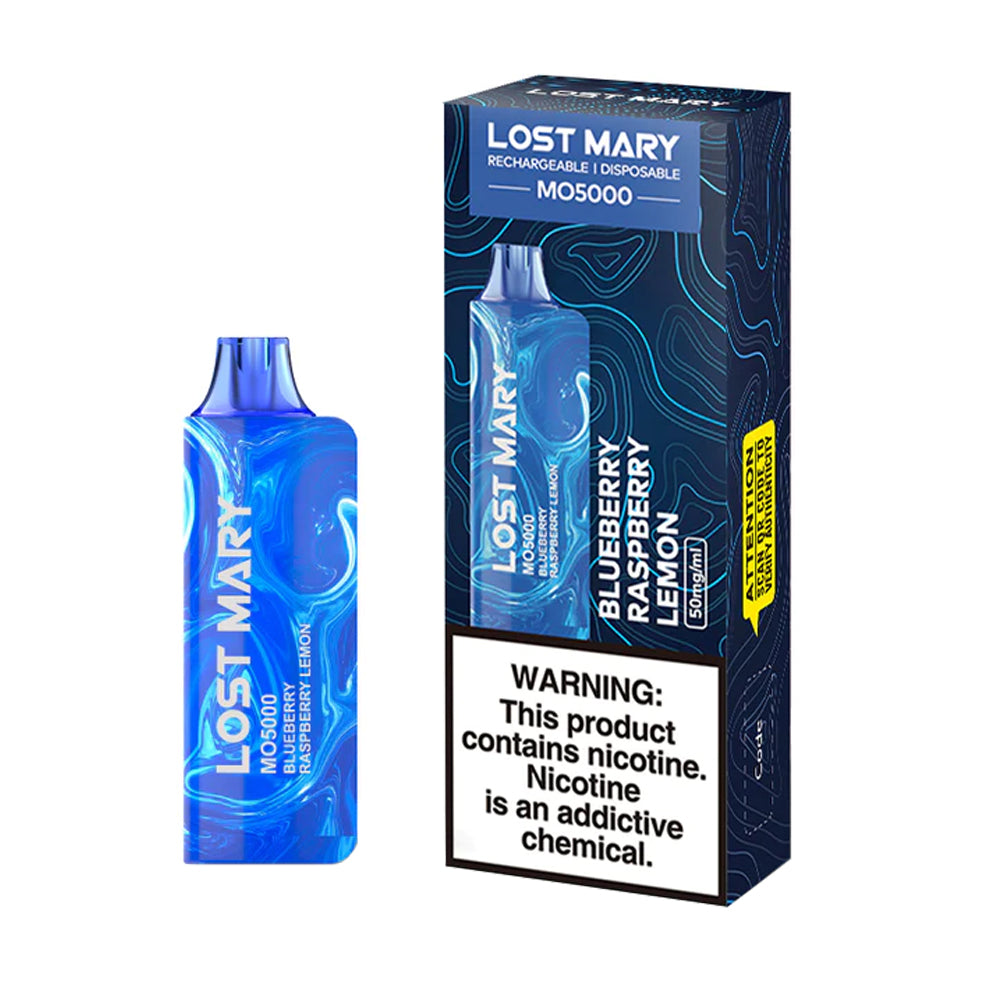 BLUEBERRY RASPBERRY LEMON LOST MARY MO5000 puffs rechargeable disposable vapes elf bar