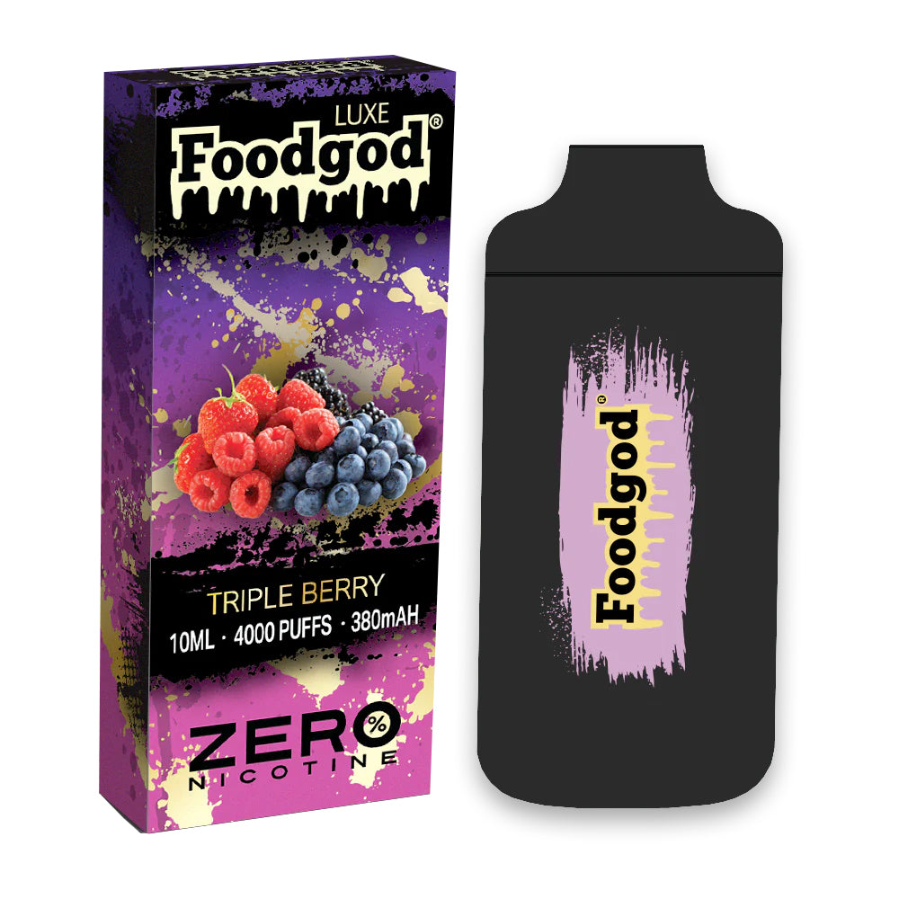 Foodgod Zero LUXE Frozen Triple berry 10ml 4000 puffs disposable vapes 0 % nicotine 380mah best in usa smoke shop