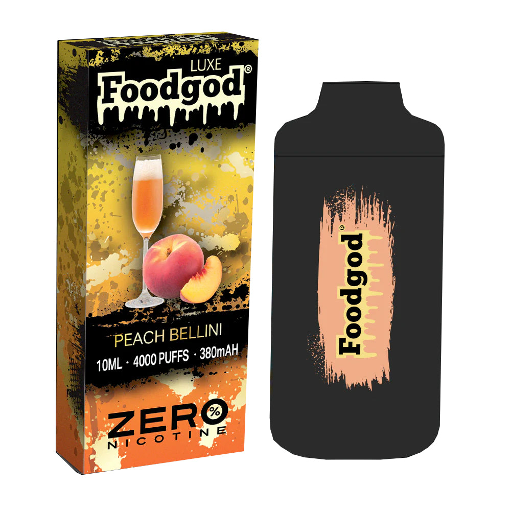 Foodgod Zero LUXE 10ml 4000 puffs disposable vapes 0 % nicotine 380mah best Peach Bellini