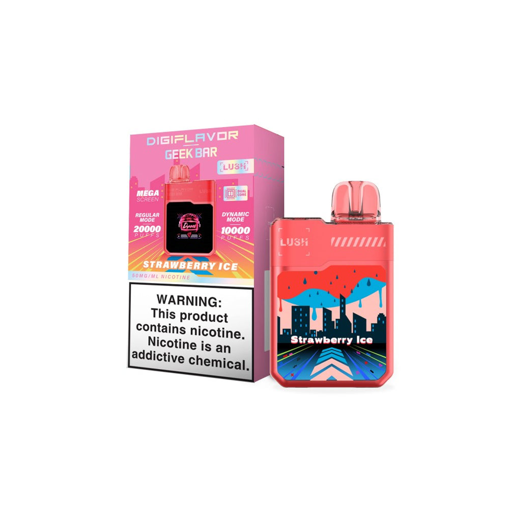 Geek Bar DigiFlavor Lush Vape 20000 puffs 20k Disposable 50mg Nicotine strawberry ice