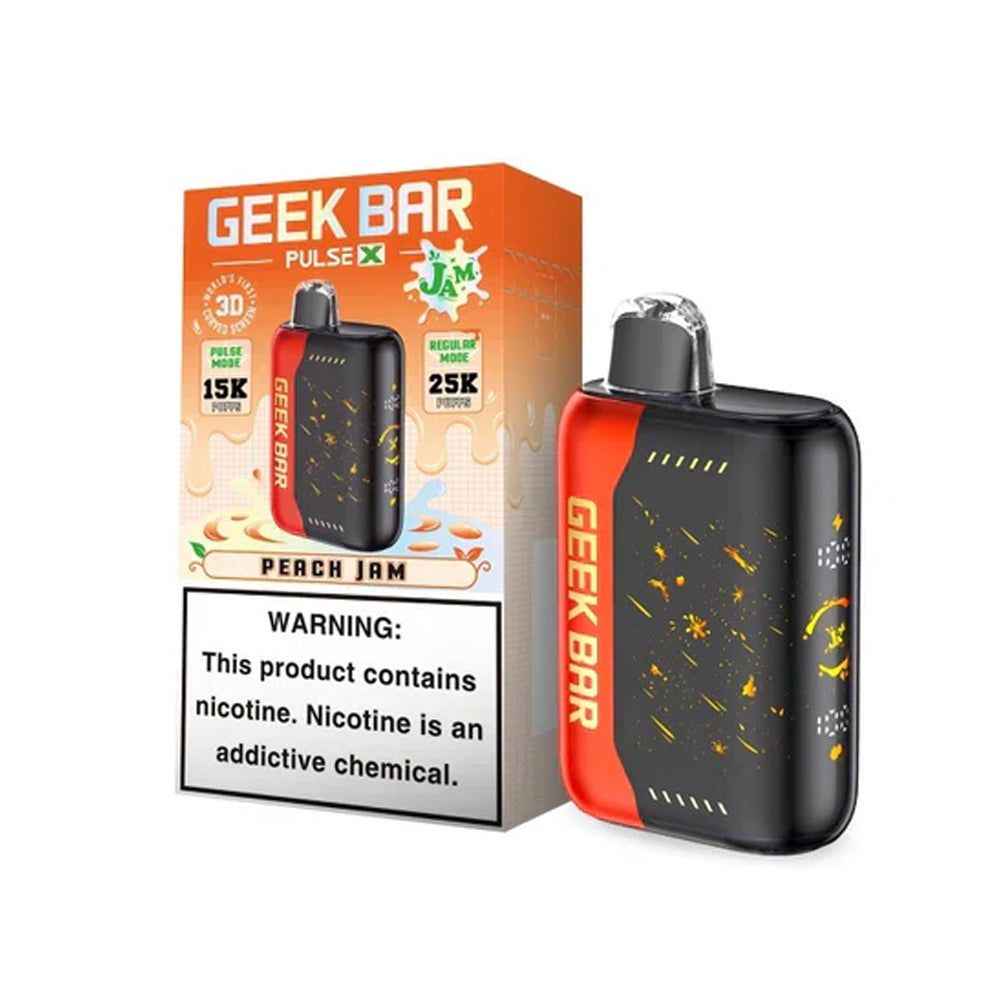Geek Bar Pulse X 25K Disposable Vape Jam edition puffs 5% nicotine best online chillzoneusa Peach jam