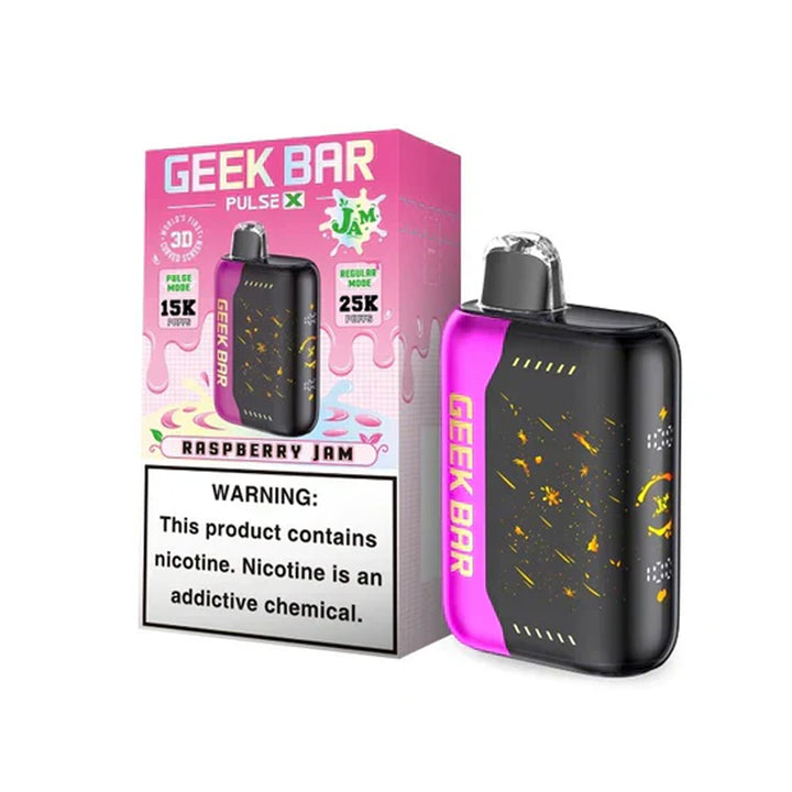 Geek Bar Pulse X 25K Disposable Vape Jam edition puffs 5% nicotine best online chillzoneusa Rasberry jam