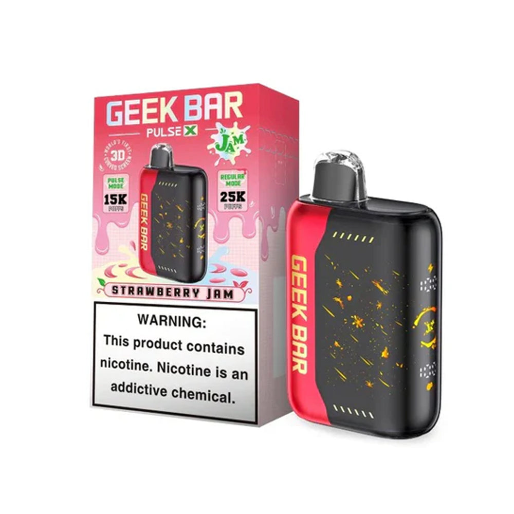 Geek Bar Pulse X 25K Disposable Vape Jam edition puffs 5% nicotine best online chillzoneusa Strawberry jam