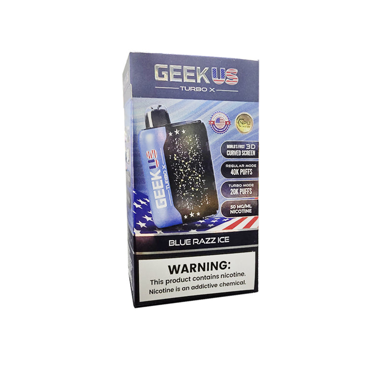 Geekus bar vape disposable 40k puffs geekbar pulse turbo x blue razz ice