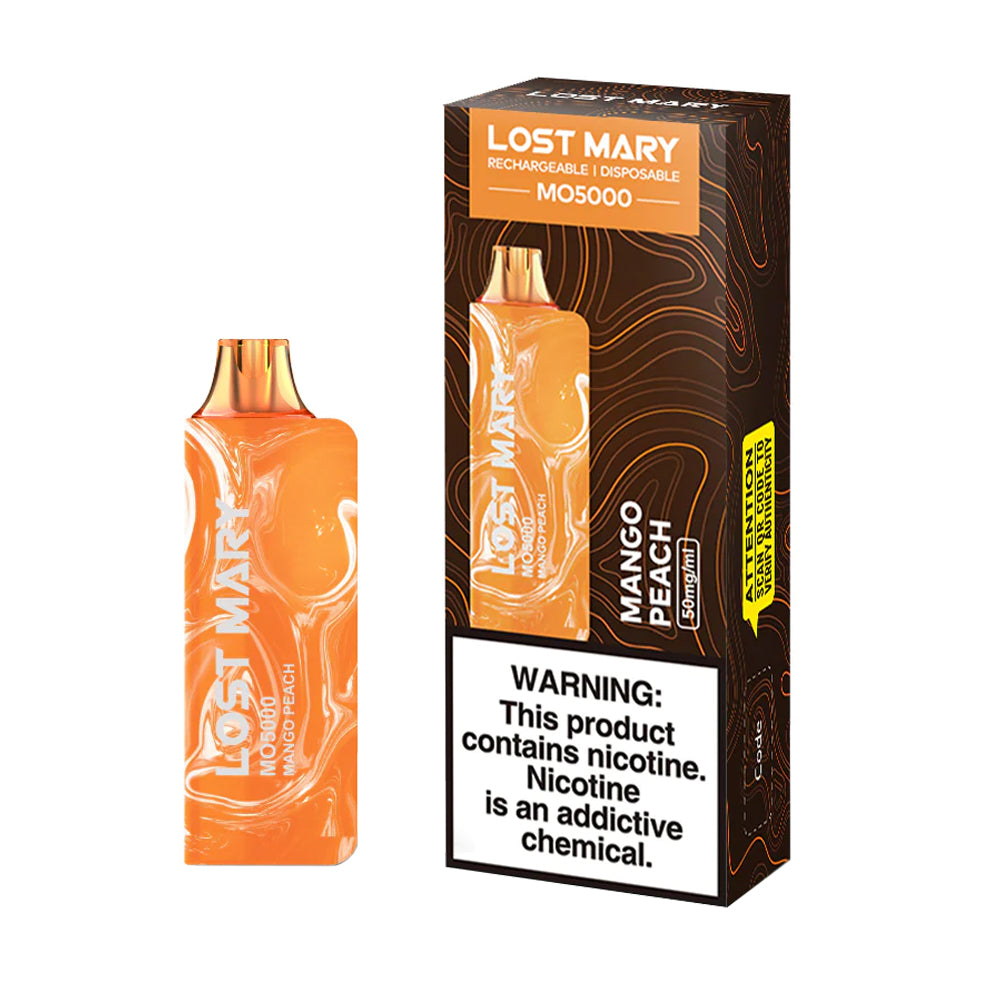 MANGO PEACH LOST MARY MO5000 puffs rechargeable disposable vapes elf bar