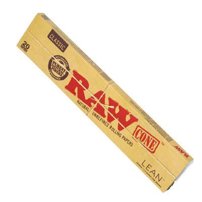 Raw Classic Lean Cones Natural Unrefined Rolling Paper 20 Per Pack