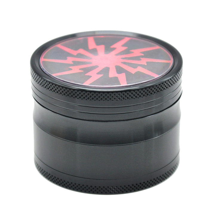 Metal Spice Herb Grinder 4 Layers Clear Top Lightning Herb Mill and Spice Tools Red