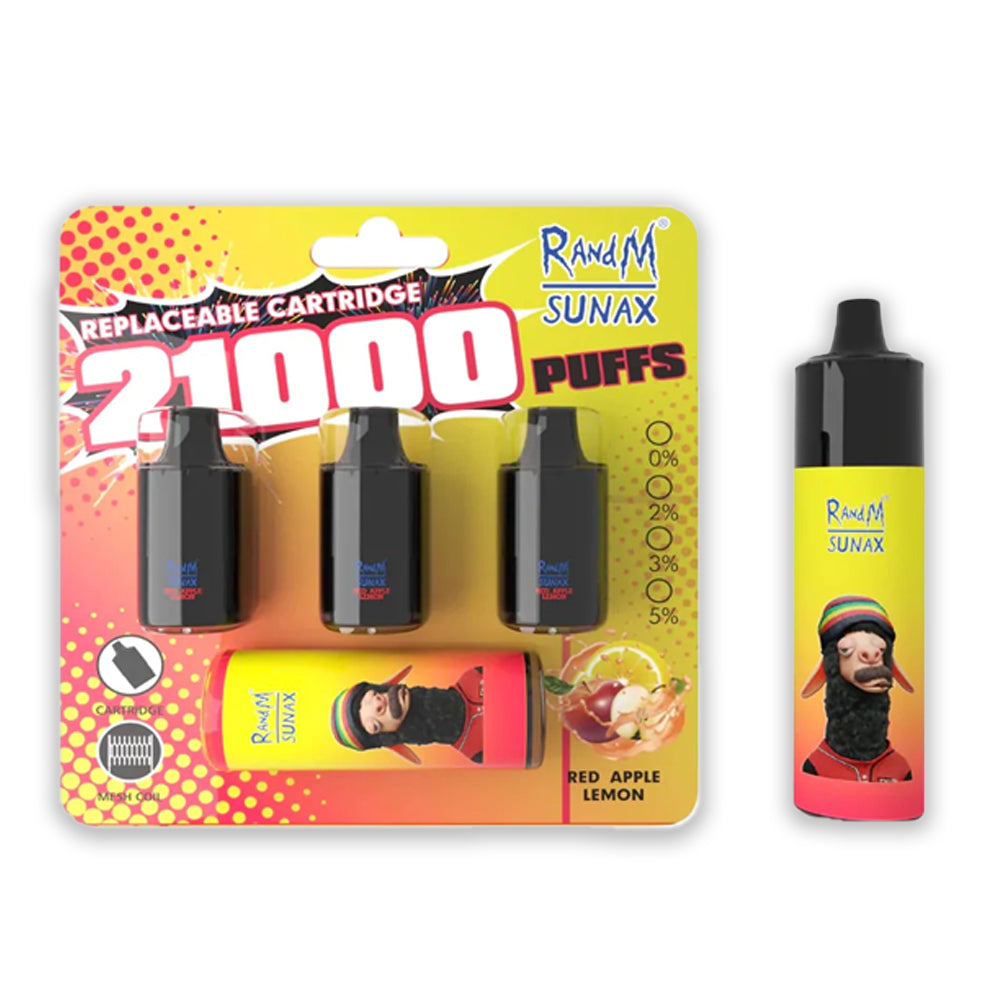 RANDM Sunax 21000 Puffs Disposable Vape Pod red apple lemon