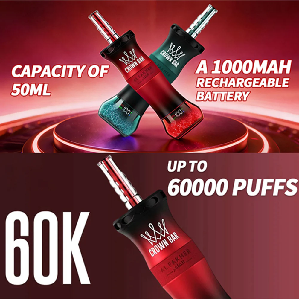 Al-Fakher-E-Hose-X-60000-Puffs-Crown-Bar-Hookah-disposable-vape-60k-chillzoneusa-all-falvors