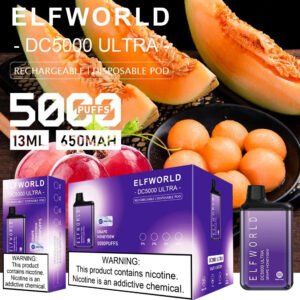 ELFWORLD DC5000 Ultra Disposable Vape Pod Device Rechargeable - GRAPE HONEYDEW